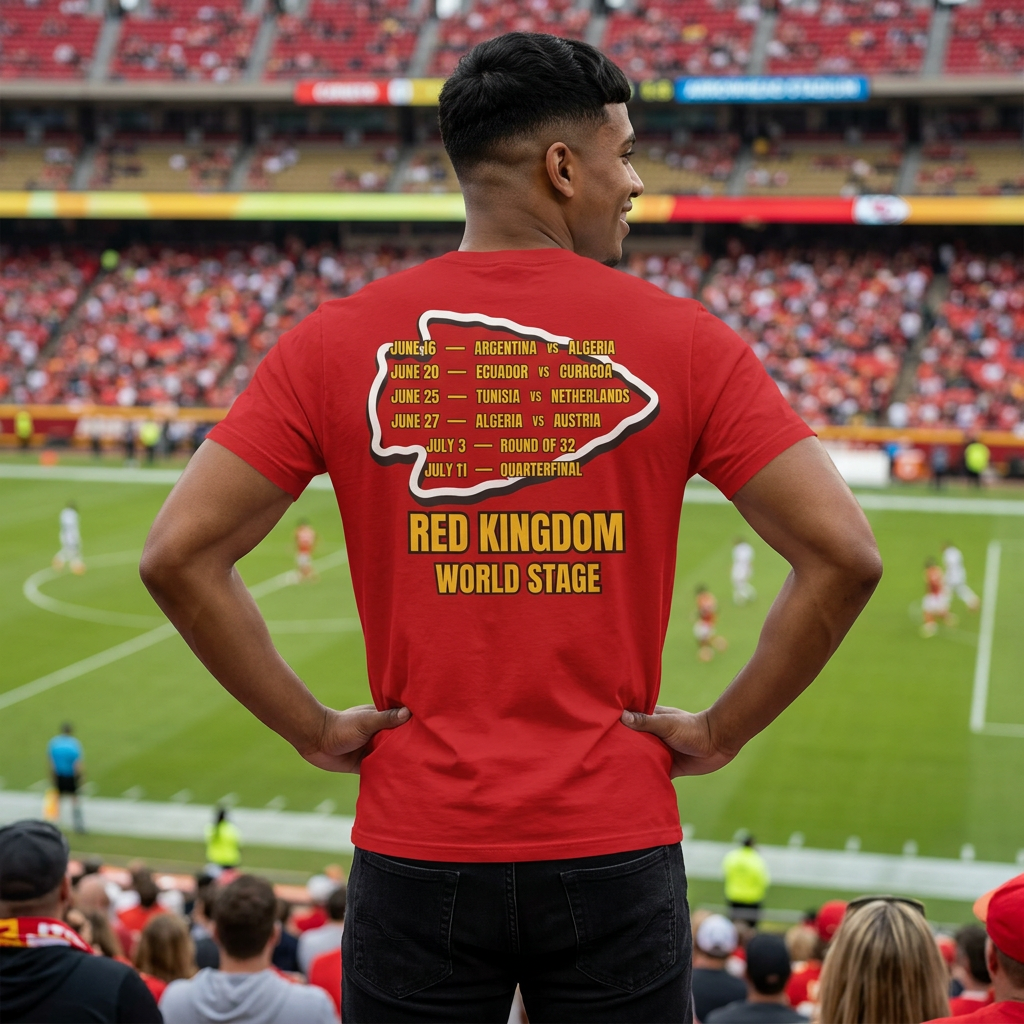 Back design Kansas City Red Kingdom World Cup 2026 shirt with KC skyline artwork
