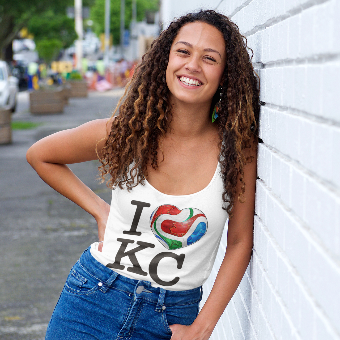 Kansas City Love KC World Cup tank top with soccer-inspired heart design by Witness Brand
