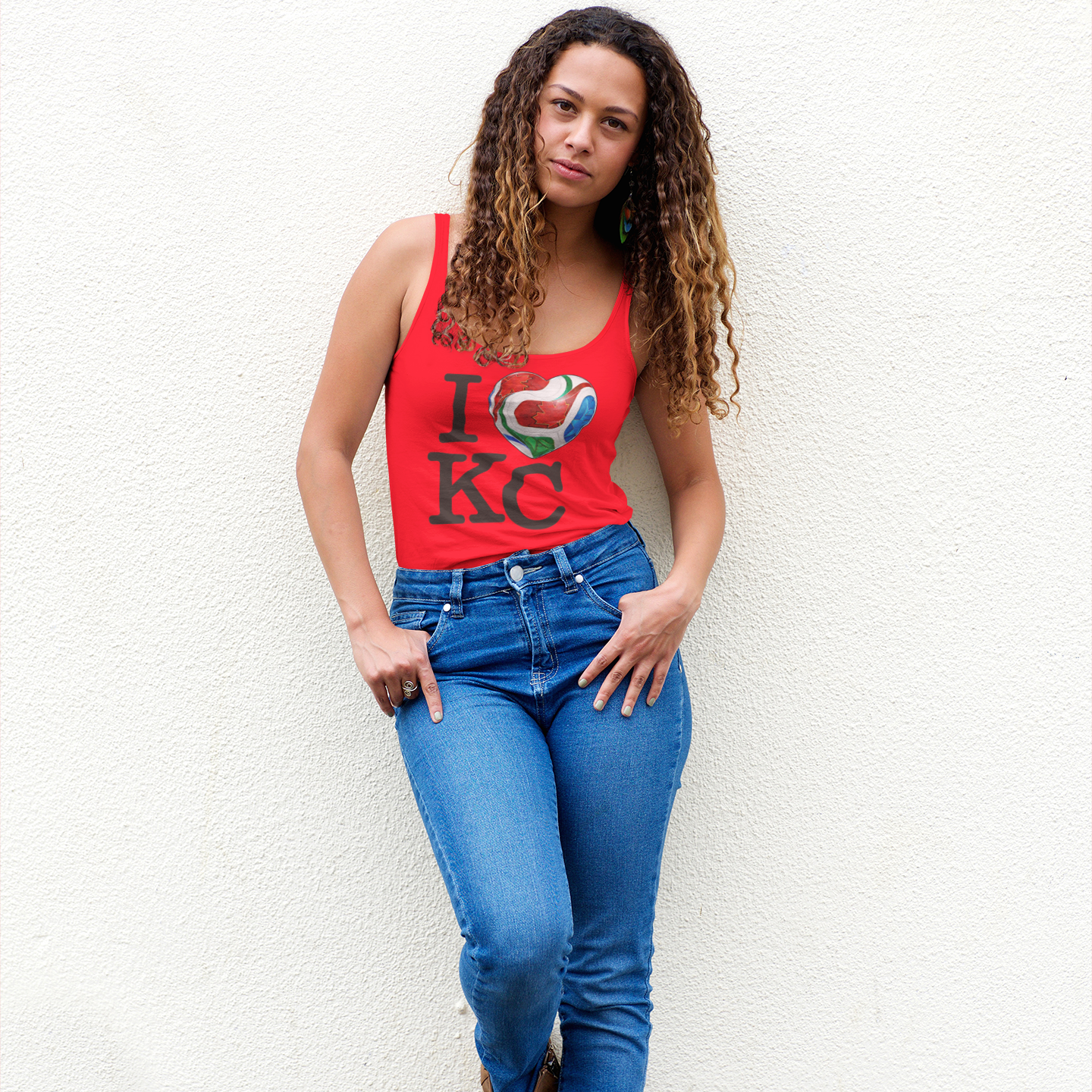 Lifestyle image of Kansas City Love KC World Cup tank top from Witness Brand