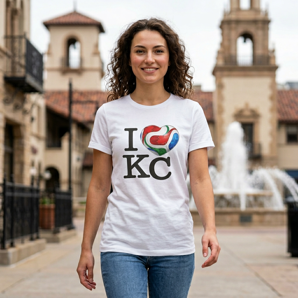 Kansas City Love KC World Cup T-shirt with soccer-inspired heart design by Witness Brand