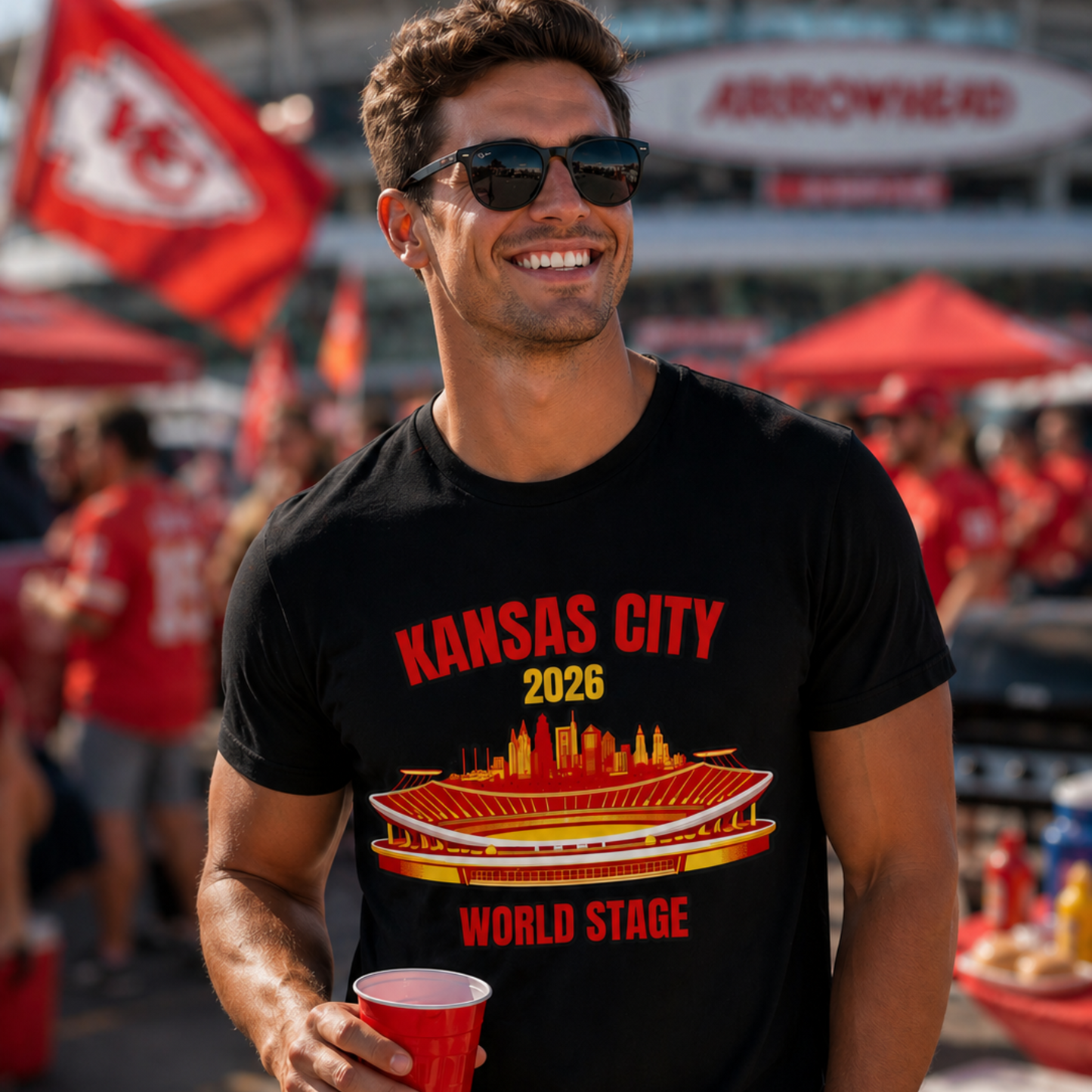 Kansas City Red Kingdom World Cup T-shirt with KC stadium-inspired artwork by Witness Brand