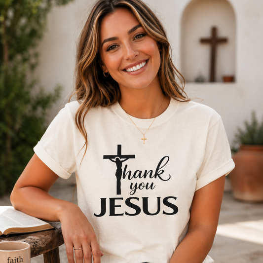 Front design Thank You Jesus Christian T-shirt by Witness Brand